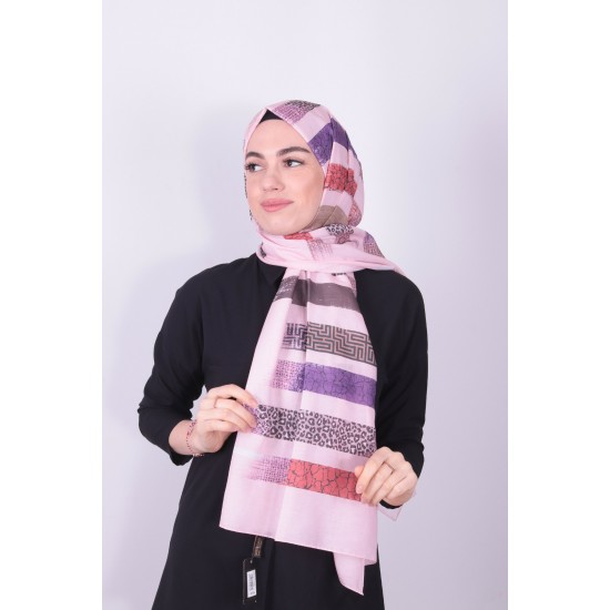 POLO CAZZ PAMUK DIJİTAL ŞAL 2 PEMBE