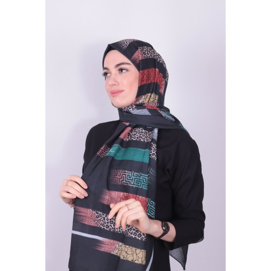 POLO CAZZ PAMUK DIJİTAL ŞAL 2 SİYAH