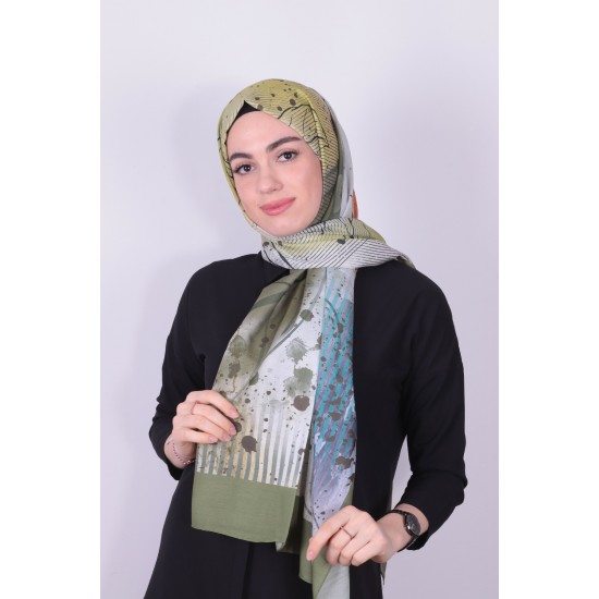 POLO CAZZ PAMUK DIJİTAL ŞAL YEŞİL