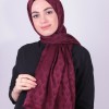 RUZENİN İPEKSİ JAKAR PİRAMİT DESEN ŞAL BORDO