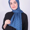 RUZENİN İPEKSİ JAKAR PİRAMİT DESEN ŞAL GECE MAVİSİ