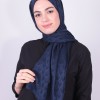 RUZENİN İPEKSİ JAKAR PİRAMİT DESEN ŞAL LACİVERT