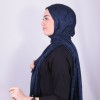 RUZENİN İPEKSİ JAKAR PİRAMİT DESEN ŞAL LACİVERT