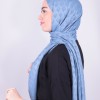 RUZENİN İPEKSİ JAKAR PİRAMİT DESEN ŞAL MAVİ