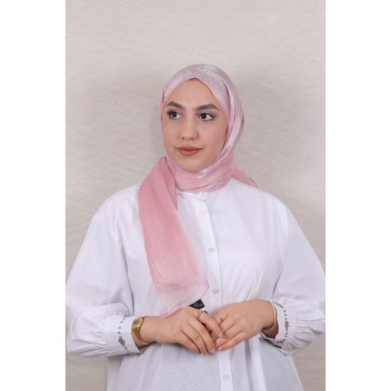 RUZENİN IŞILTILI ABİYE ŞAL PEMBE