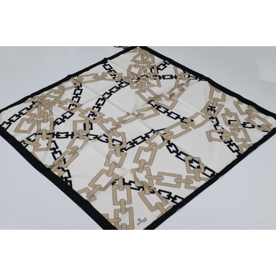 ZİNCİR DESEN POLYESTER TWİL EŞARP 14- SİYAH